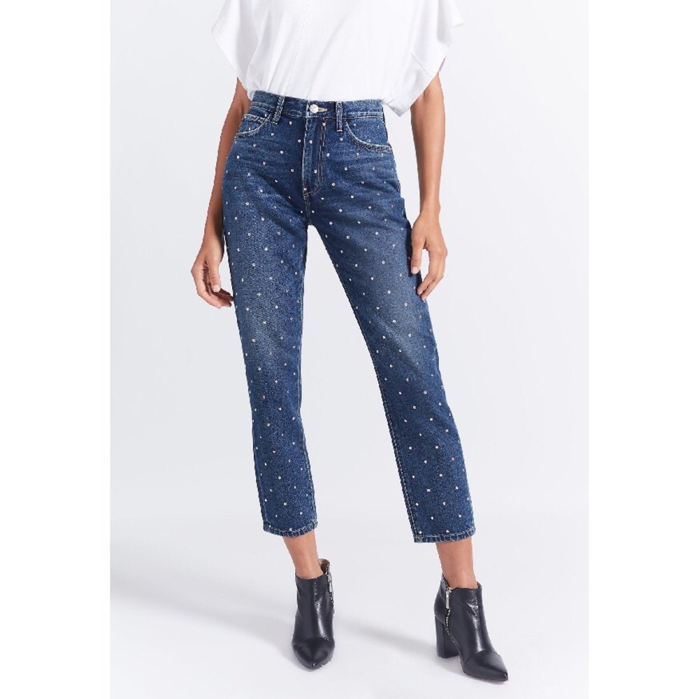 The Vintage Studded Slim Crop Jeans In Night Rider